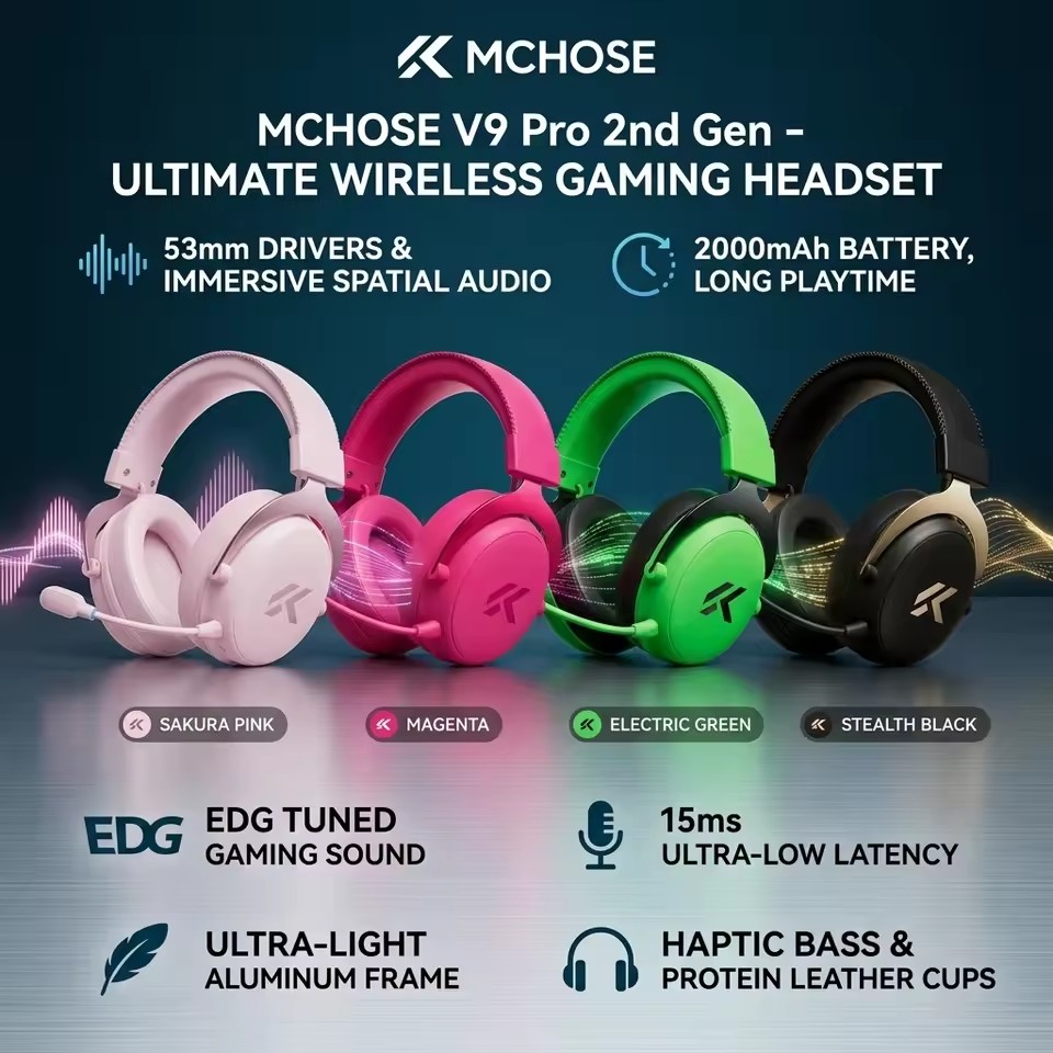 MCHOSE V9 Pro 2 Headset Gamer  - Anc Wireless Over Ear Headphones avaliação e preço